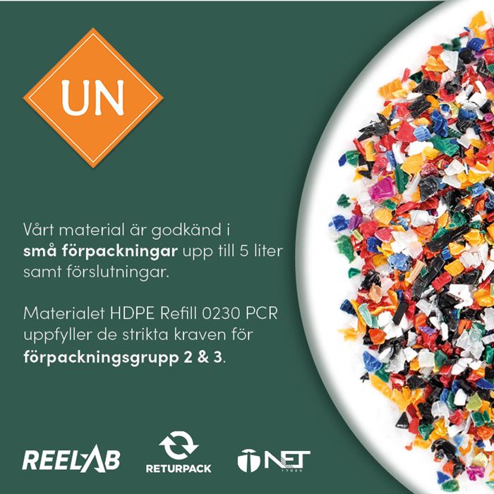 UN-Godkänd HDPE från insamlade korkar